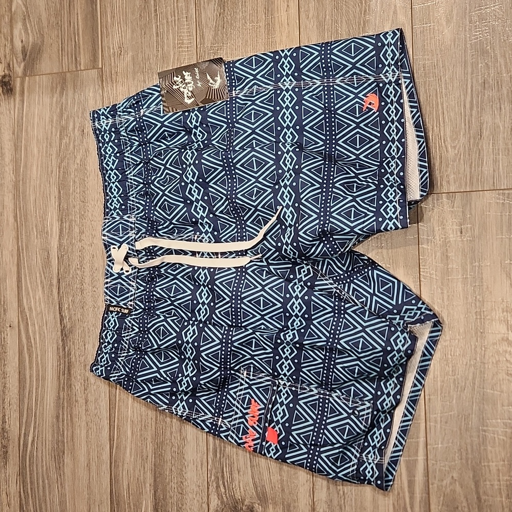 NWT Pacific Surf by Exist Men's sz XXL Swimtrunks elastic Waist front tie